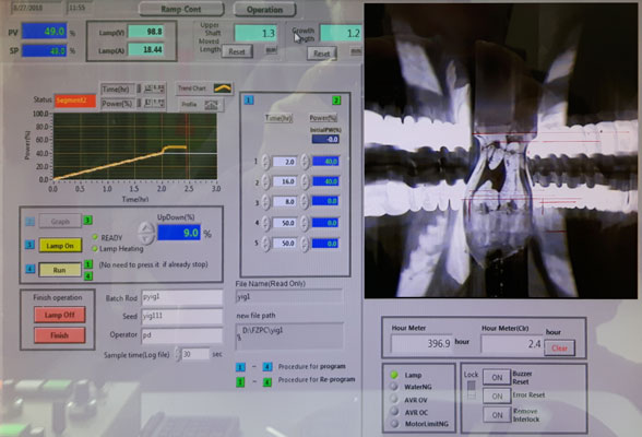 Floating Zone crystal puller Floating Zone crystal puller in operation
